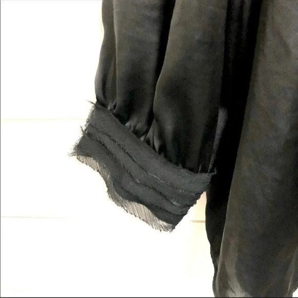 Zara Raw Edge High Neck Black Satin Blouse Size Small - Picture 4 of 7